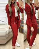 2021 Women Two Piece Set Outfits Autumn Women's Tracksuit Zipper Top And Pants Casual Sport Suit Winter 2 Piece Woman Set