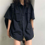 2021 Short Sleeve Shirt Women White Turn Down Collar Basic Casual Teen Gril Student Oversize Shirt Women Loose Blouse