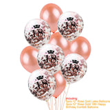 Rose Gold Happy Birthday Bunting Banner Balloons 18 21st 30 40 50 60th Number balloons Adults Birthday Party Decoration 75