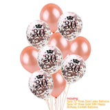 Rose Gold Happy Birthday Bunting Banner Balloons 18 21st 30 40 50 60th Number balloons Adults Birthday Party Decoration 75