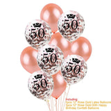 Rose Gold Happy Birthday Bunting Banner Balloons 18 21st 30 40 50 60th Number balloons Adults Birthday Party Decoration 75