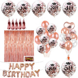 Rose Gold Happy Birthday Bunting Banner Balloons 18 21st 30 40 50 60th Number balloons Adults Birthday Party Decoration 75