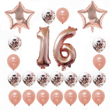 Rose Gold Happy Birthday Bunting Banner Balloons 18 21st 30 40 50 60th Number balloons Adults Birthday Party Decoration 75