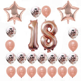 Rose Gold Happy Birthday Bunting Banner Balloons 18 21st 30 40 50 60th Number balloons Adults Birthday Party Decoration 75