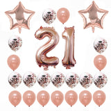 Rose Gold Happy Birthday Bunting Banner Balloons 18 21st 30 40 50 60th Number balloons Adults Birthday Party Decoration 75
