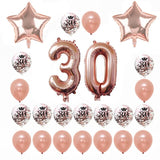 Rose Gold Happy Birthday Bunting Banner Balloons 18 21st 30 40 50 60th Number balloons Adults Birthday Party Decoration 75