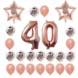 Rose Gold Happy Birthday Bunting Banner Balloons 18 21st 30 40 50 60th Number balloons Adults Birthday Party Decoration 75