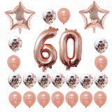 Rose Gold Happy Birthday Bunting Banner Balloons 18 21st 30 40 50 60th Number balloons Adults Birthday Party Decoration 75