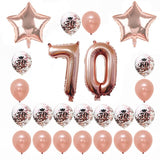 Rose Gold Happy Birthday Bunting Banner Balloons 18 21st 30 40 50 60th Number balloons Adults Birthday Party Decoration 75