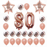 Rose Gold Happy Birthday Bunting Banner Balloons 18 21st 30 40 50 60th Number balloons Adults Birthday Party Decoration 75