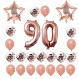 Rose Gold Happy Birthday Bunting Banner Balloons 18 21st 30 40 50 60th Number balloons Adults Birthday Party Decoration 75
