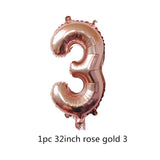 Rose Gold Happy Birthday Bunting Banner Balloons 18 21st 30 40 50 60th Number balloons Adults Birthday Party Decoration 75