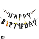 Harry Potter Happy Birthday Banner Cake Topper Hogwarts Flags Bunting for Baby Kids Favors Magic theme Birthday Party Decoration