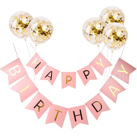 Letter Banner gold confetti balloon Birthday Party Supplies Boy girl kids favor birthday decoration