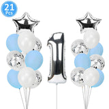 First Happy Birthday Rose Gold Balloon Banner My 1st 1 One Year Party Decorations Kids Baby Boy Girl Adult Garland Supplies Blue