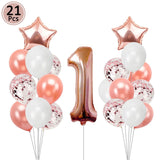 First Happy Birthday Rose Gold Balloon Banner My 1st 1 One Year Party Decorations Kids Baby Boy Girl Adult Garland Supplies Blue
