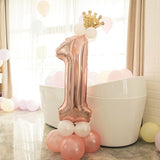 First Happy Birthday Rose Gold Balloon Banner My 1st 1 One Year Party Decorations Kids Baby Boy Girl Adult Garland Supplies Blue